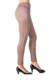Ladies fashion casual plaid stretch trouser pants