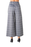 Ladies fashion casual plaid pants, high waist, wide leg & 2 front pockets
