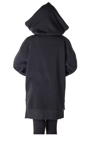 Ladies fashion fleece zip up sweatshirt oversize long hoodie outerwear jacket with applique