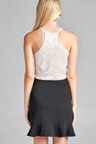 Ladies fashion round halter neck ice velvet crop top