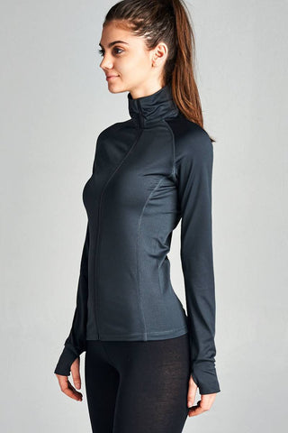 Ladies fashion solid track jacket