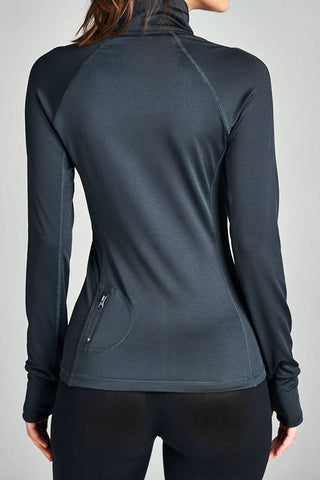 Ladies fashion solid track jacket