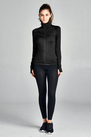 Ladies fashion solid track jacket