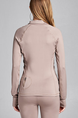 Ladies fashion solid track jacket