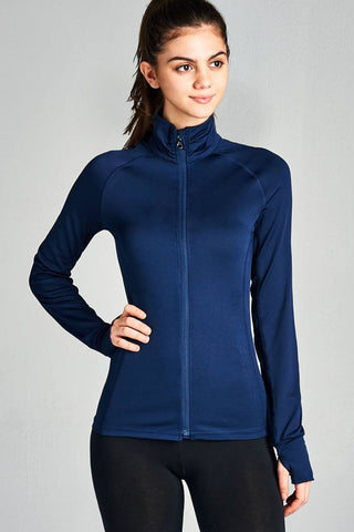 Ladies fashion solid track jacket