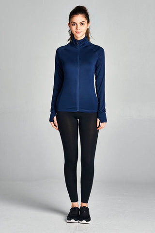 Ladies fashion solid track jacket