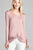 Ladies fashion long sleeve v-neck front twisted rayon spandex crepe top