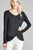 Ladies fashion long sleeve v-neck front twisted rayon spandex crepe top