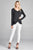Ladies fashion long sleeve v-neck front twisted rayon spandex crepe top