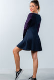 Ladies fashion  navy and purple color-block swing dress - merchandiserus2