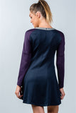 Ladies fashion  navy and purple color-block swing dress - merchandiserus2