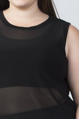 Ladies fashion plus size sleeveless mesh tank top