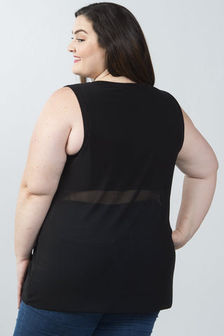 Ladies fashion plus size sleeveless mesh tank top