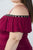 Ladies fashion plus size grommet-detail trim cold shoulder top