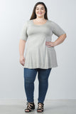 Ladies fashion plus size 3/4 sleeves solid knit tunic top