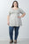 Ladies fashion plus size 3/4 sleeves solid knit tunic top