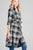 Ladies fashion plus size 3/4 roll up sleeve shawl lapel hand kerchiefef hem plaid woven jacket