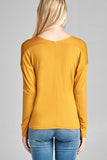 Ladies fashion plus size long dolman sleeve v-neck rayon spandex knit top