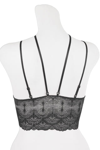 Ladies fashion long line lace bralette w/strap