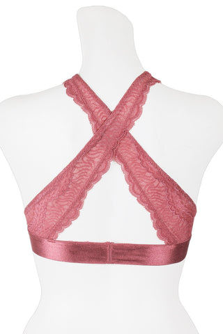 Ladies fashion high neck mesh & lace bralette