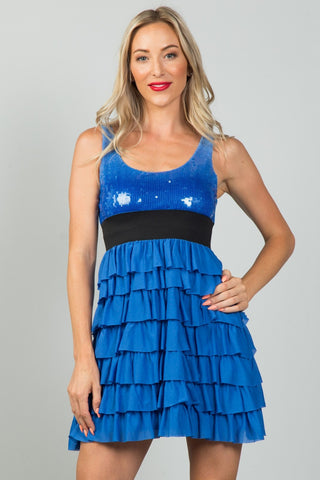 Ladies fashion sequin ruffle mini dress - merchandiserus2