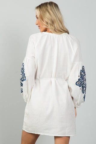 Ladies fashion embroidered sleeves boho dress - merchandiserus2