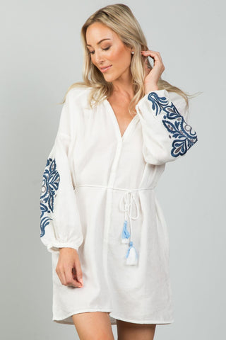 Ladies fashion embroidered sleeves boho dress - merchandiserus2