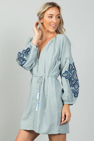 Ladies fashion embroidered sleeves boho dress - merchandiserus2