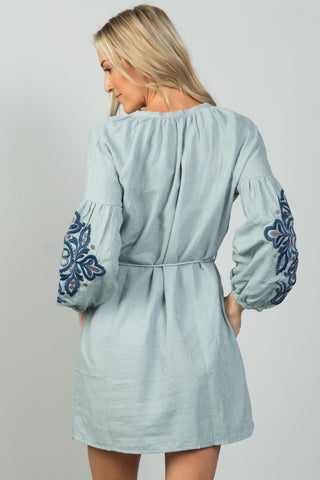 Ladies fashion embroidered sleeves boho dress - merchandiserus2