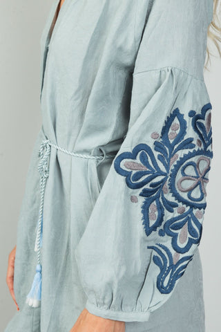 Ladies fashion embroidered sleeves boho dress - merchandiserus2