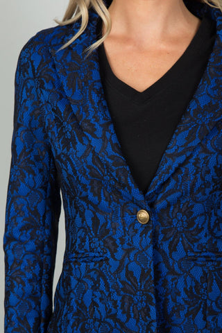 Ladies fashion navy and black lace overlay jacket