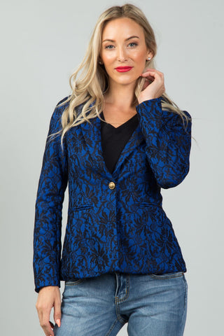Ladies fashion navy and black lace overlay jacket