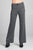 Ladies fashion waist band w/button long wide check pants