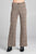 Ladies fashion waist band w/button long wide check pants