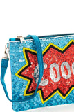 Modern spangle coool clutch with long strap