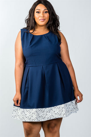 Ladies fashion plus size navy dress