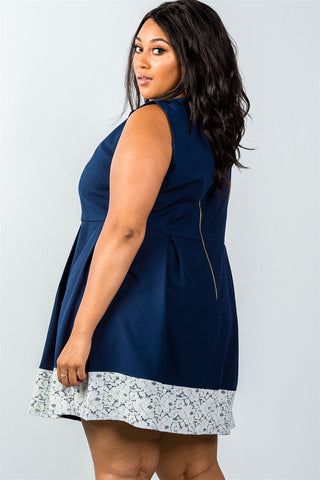 Ladies fashion plus size navy dress