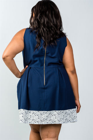 Ladies fashion plus size navy dress
