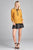 Ladies fashion plus size 3/4 sleeve contrast tie front button detail slub gauze woven top