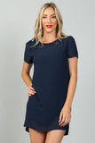 Ladies fashion navy sheer overlay mini dress - merchandiserus2