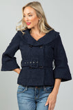 Ladies fashion textured double breasted jacket