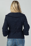 Ladies fashion textured double breasted jacket