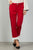 Ladies fashion red contrast ruffle hem ankle pants