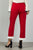 Ladies fashion red contrast ruffle hem ankle pants