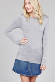 Ladies fashion long sleeve crew neck top rayon spandex jersey top