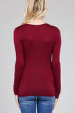 Ladies fashion long sleeve crew neck top rayon spandex jersey top