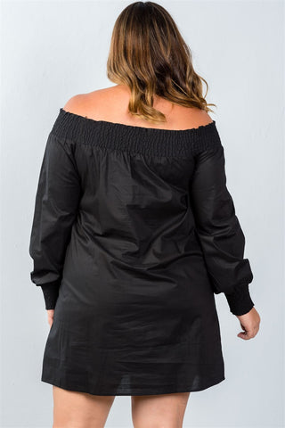 Ladies fashion plus size floral embroidered off the shoulder tunic dress