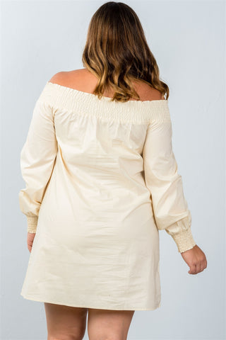 Ladies fashion plus size floral embroidered off the shoulder tunic dress