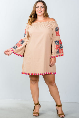 Ladies fashion plus off the shoulder dress