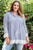 Ladies fashion plus size contrast crochet trim vertical striped top